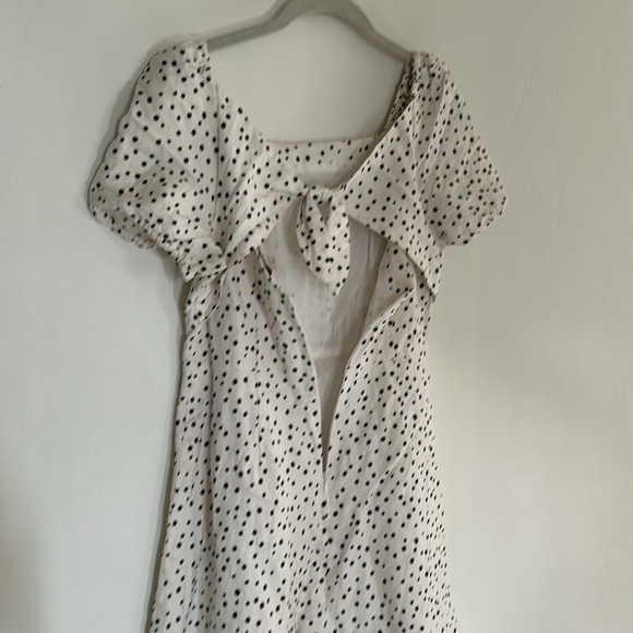 Loft Linen Dotted Tie Back Flare Dress - Picture 7 of 11